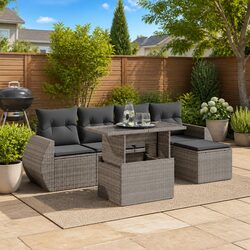 6-Piece Grey Outdoor Sofa Set with Practical Storage Solutions