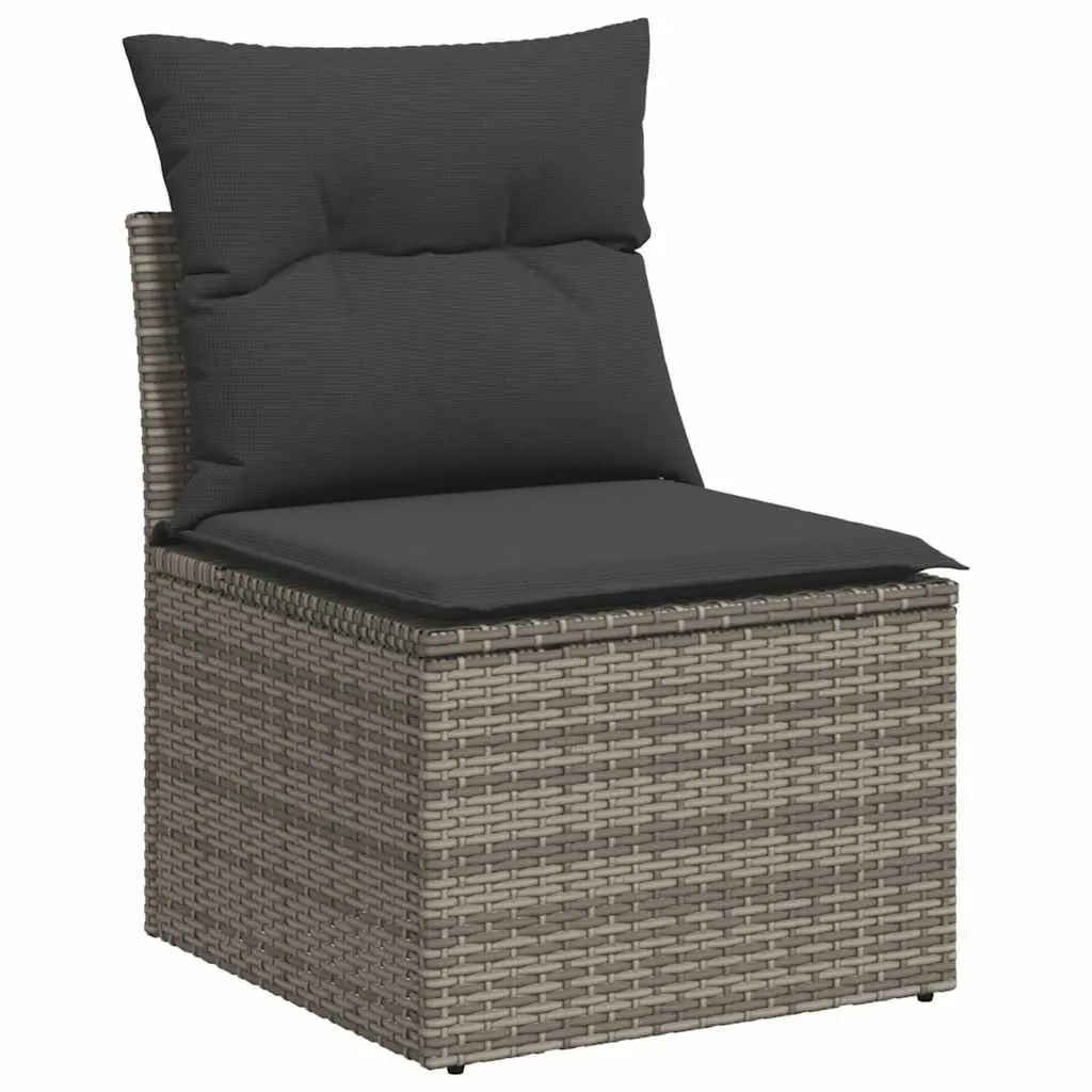 Outdoor Patio Furniture Set Grey 6 Piece Sofa with Cushions and Storage Compartments
