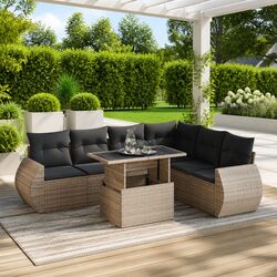 Value and Comfort in a 7 Piece Grey Sofa Set