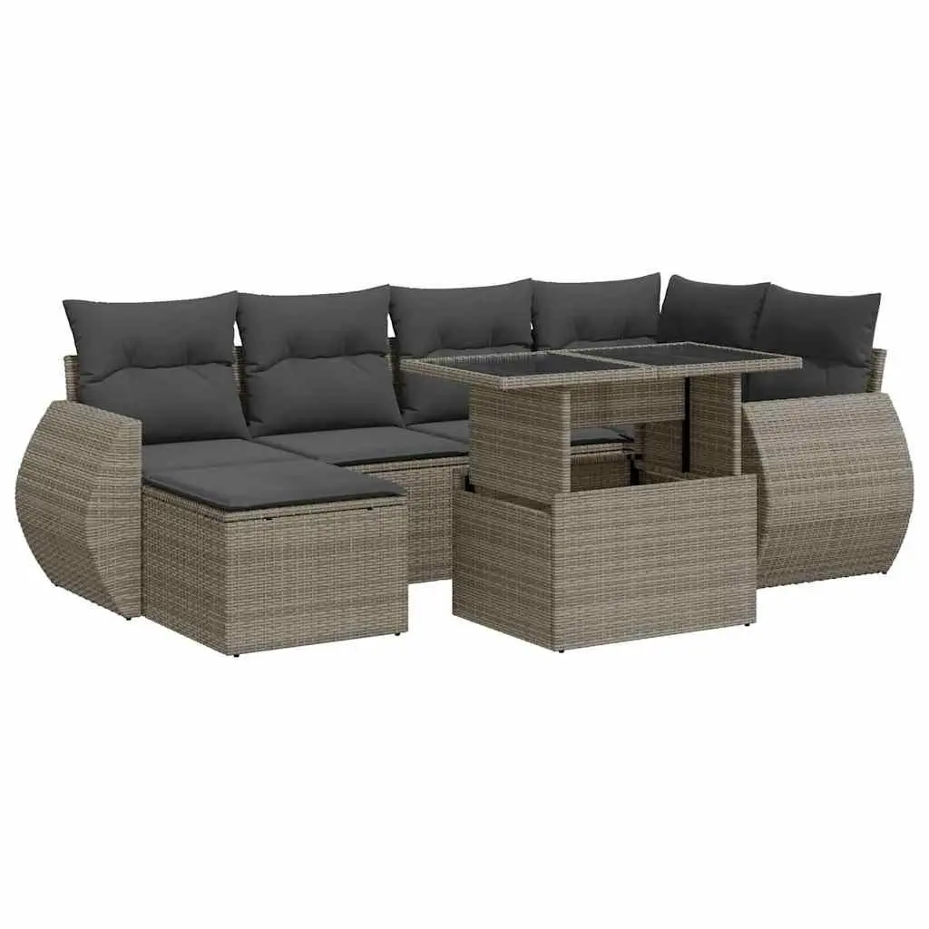 7 Piece Garden Sofa Set Outdoor Patio Furniture with Cushions Storage Grey