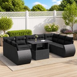 Reliable 10-Piece Black Patio Sofa Set for Your Home