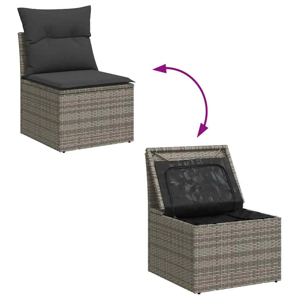 Garden Sofa Set 10 Piece Outdoor Furniture Modular Grey Poly Rattan Patio