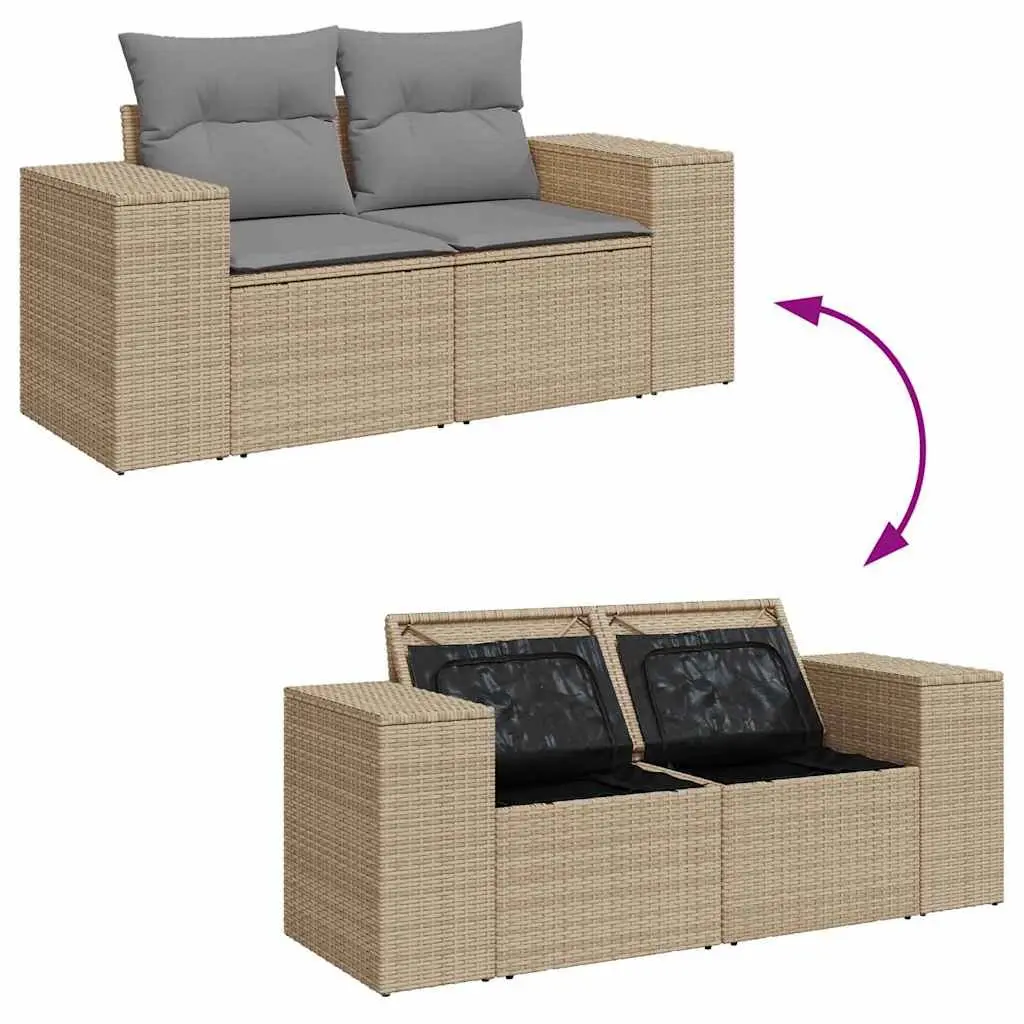 Garden Sofa Set 6 Piece Outdoor Furniture Patio Lounge Cushions Beige