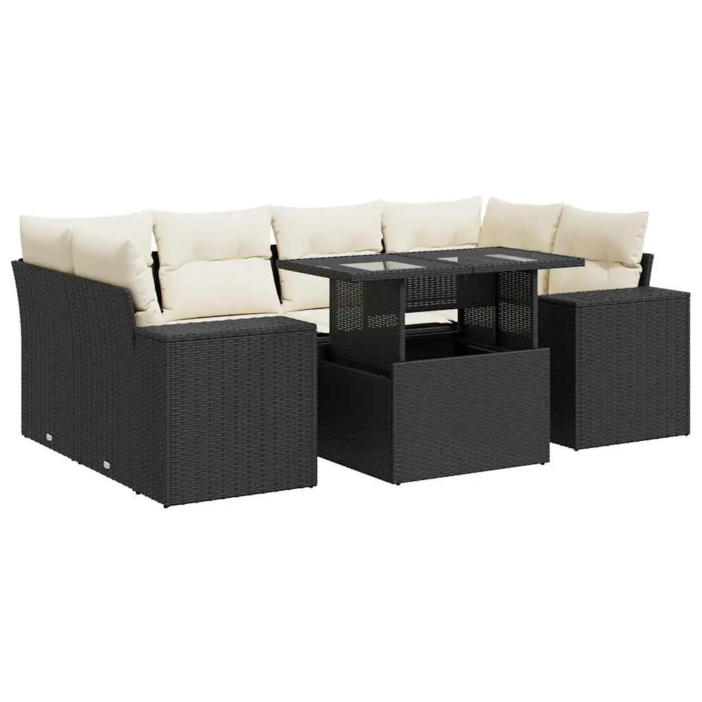 7 Piece Modular Garden Sofa Set in Black