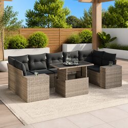 Reliable 8 Piece Grey Poly Rattan Sofa Set for Outdoors