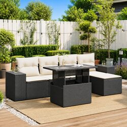 Comfort and Value: Black Poly Rattan 6 Piece Garden Sofa Set
