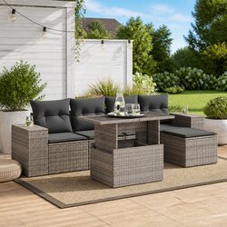 Comfortable 6 Piece Garden Sofa Set with Storage