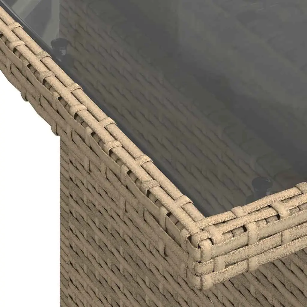 Outdoor Garden Sofa Set 5 Piece Beige Poly Rattan Patio Furniture with Cushions