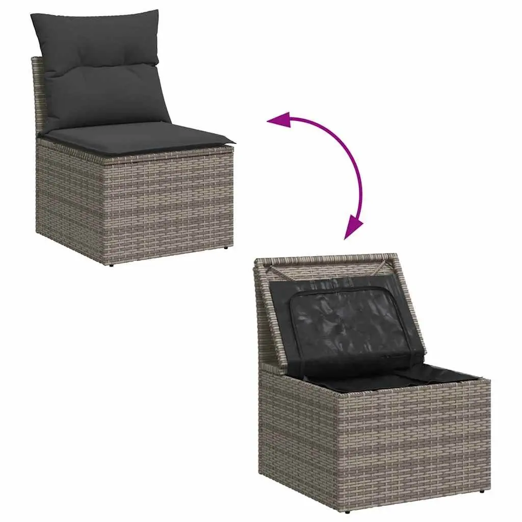 Garden Sofa Set Modular Outdoor Furniture 6 Piece Grey PE Rattan