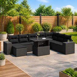 Practical 9 Piece Garden Sofa Set with Storage and Flexibility