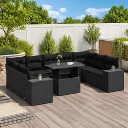 Value-Driven 10-Piece Garden Sofa Set in Black