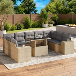 Comfortable 10-Piece Modular Garden Sofa Set in Beige