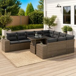Reliable and Functional 11-Piece Grey Sofa Set