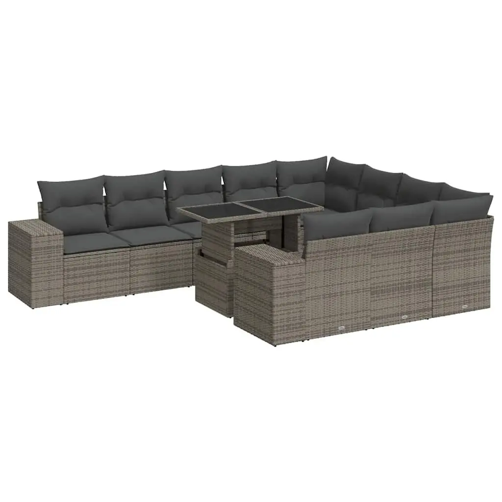 Garden Sofa Set 11 Piece Grey Outdoor Furniture Patio Lounge Rattan Modular