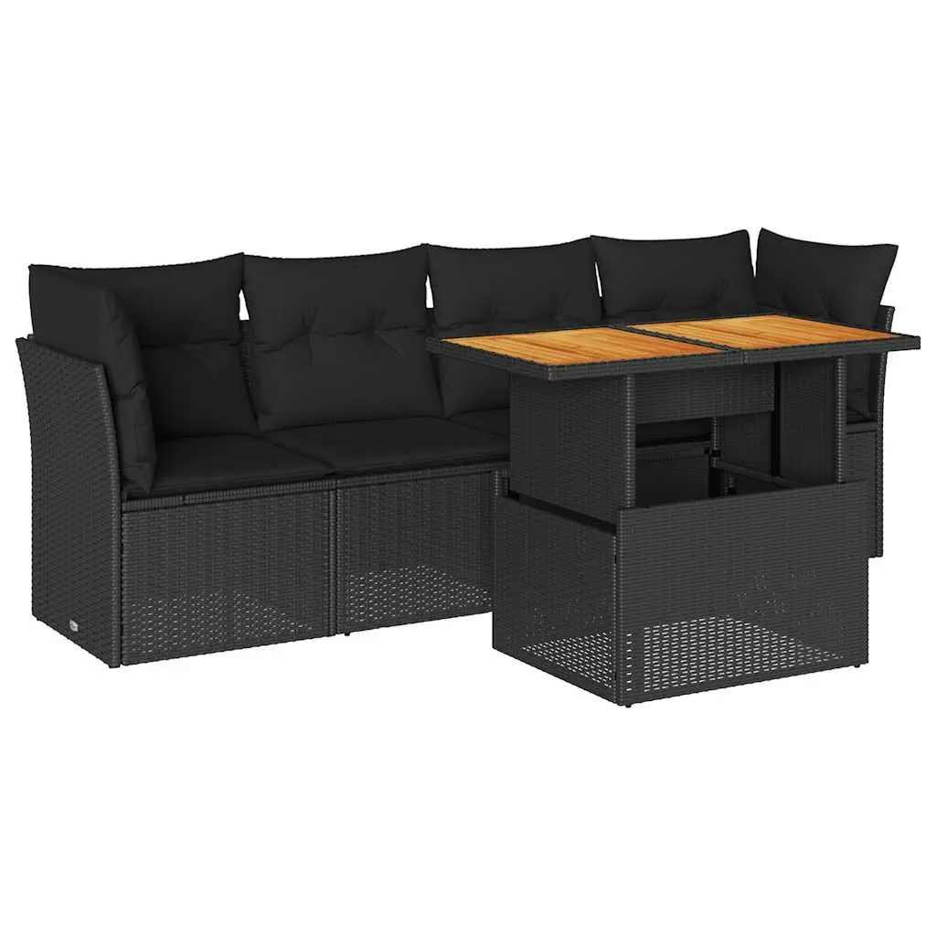 Garden Sofa Set 5 Piece Outdoor Furniture Patio Lounge Black Rattan