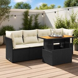Comfortable 5 Piece Black Garden Sofa Set with Practical Features