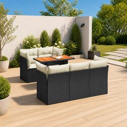 Value-Driven 6-Piece Black Poly Rattan Garden Sofa Set