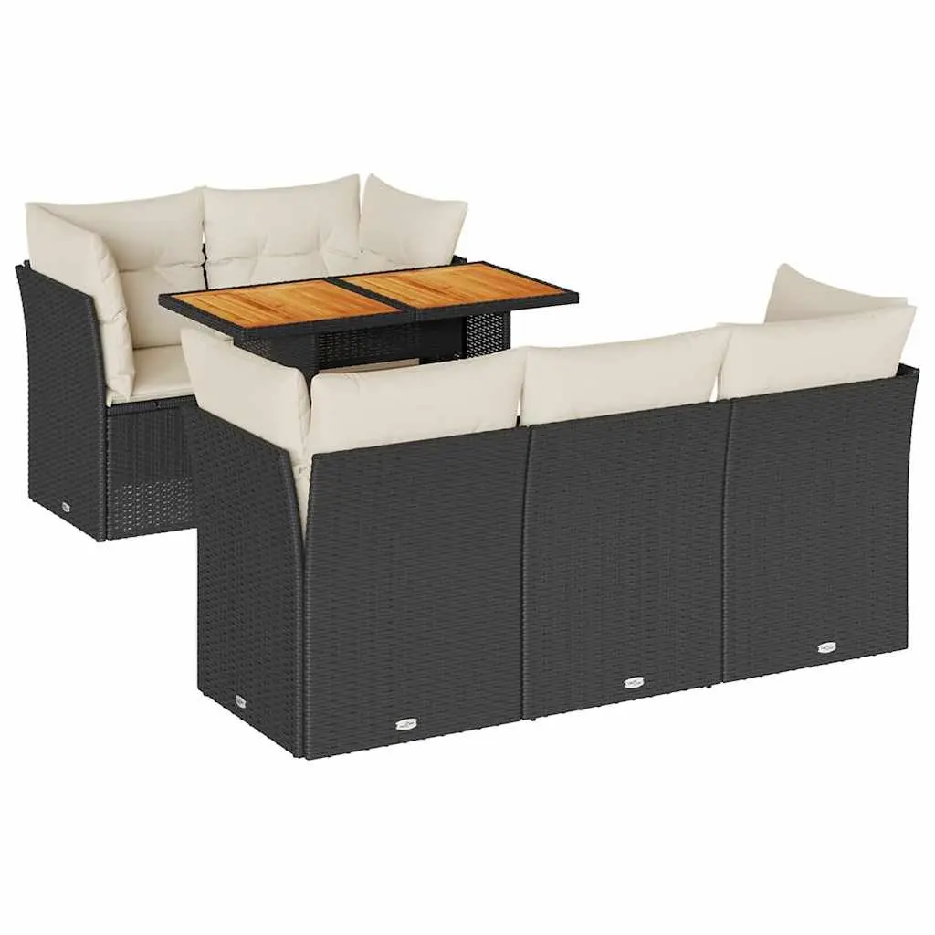 Garden Sofa Set 6 Piece Outdoor Furniture Patio Seating Black Poly Rattan