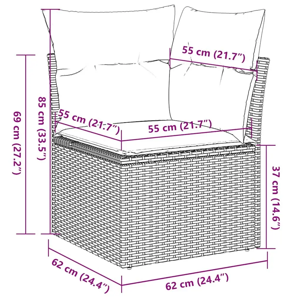 Garden Sofa Set 6 Piece Outdoor Furniture Patio Seating Black Poly Rattan