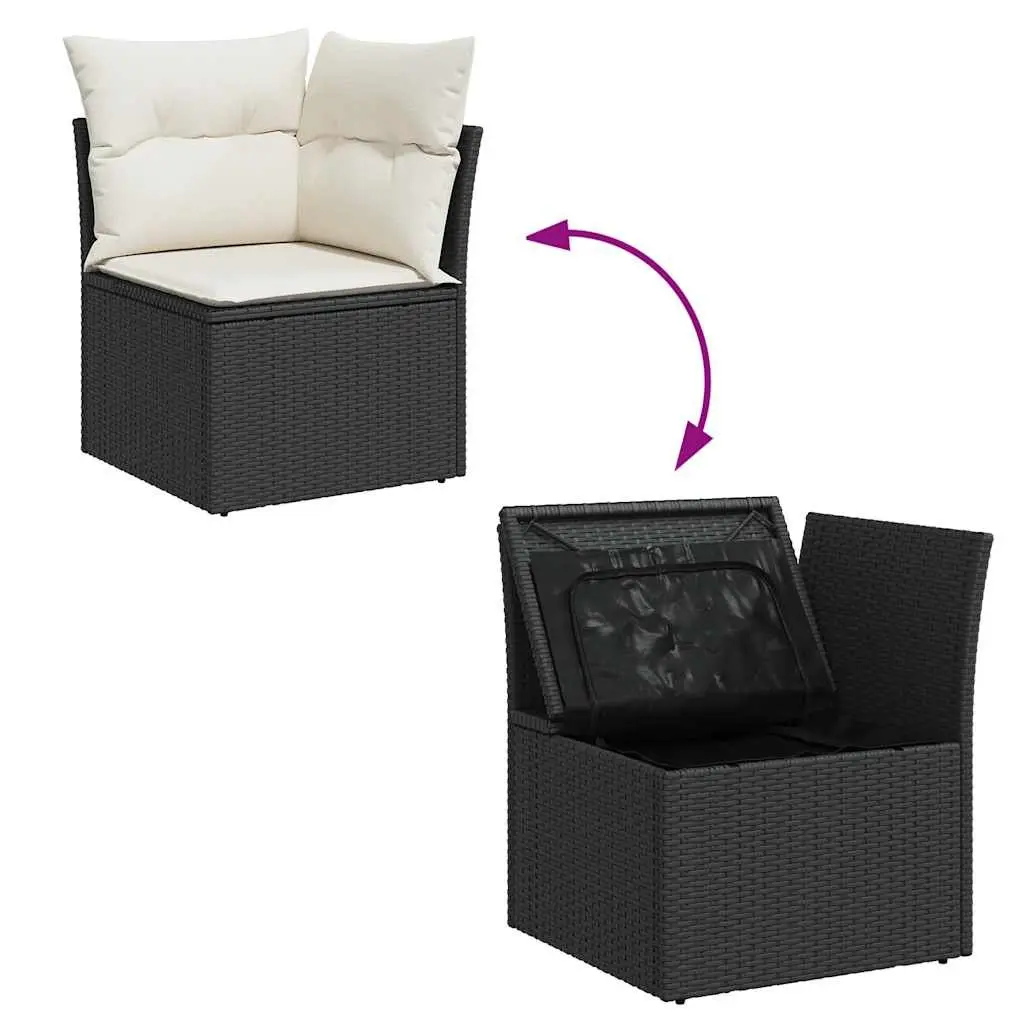 Garden Sofa Set 6 Piece Outdoor Furniture Patio Seating Black Poly Rattan