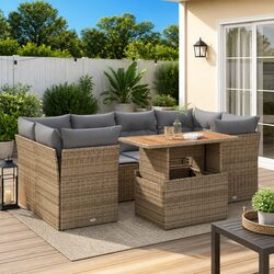 Comfortable 7-Piece Garden Sofa Set in Beige