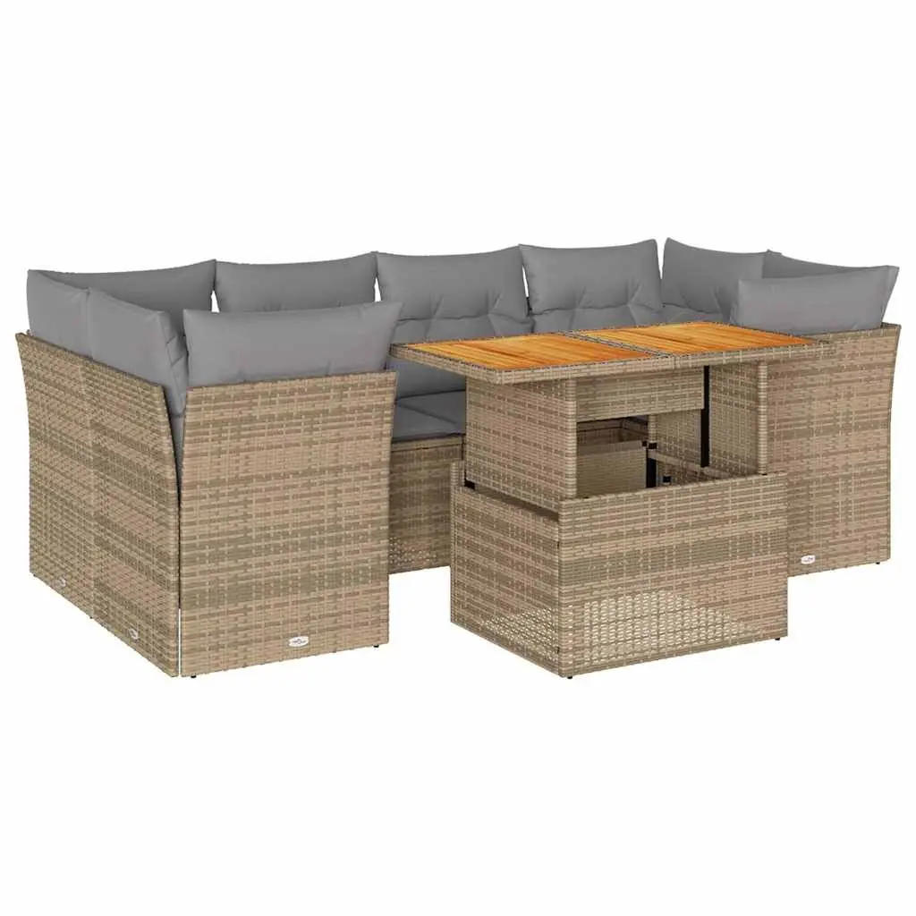 Garden Sofa Set 7 Piece Outdoor Furniture Patio Sectional Beige
