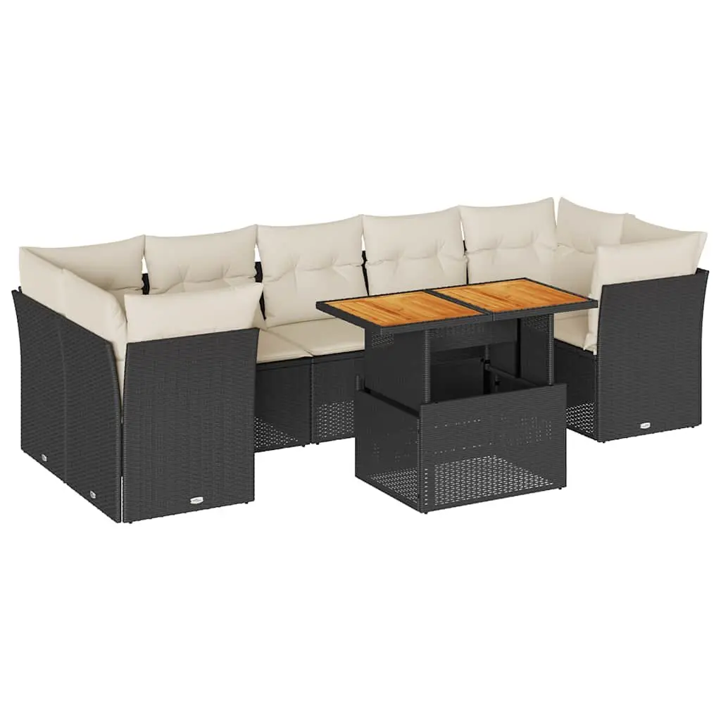 8 Piece Outdoor Sofa Set with Storage and Adjustable Table