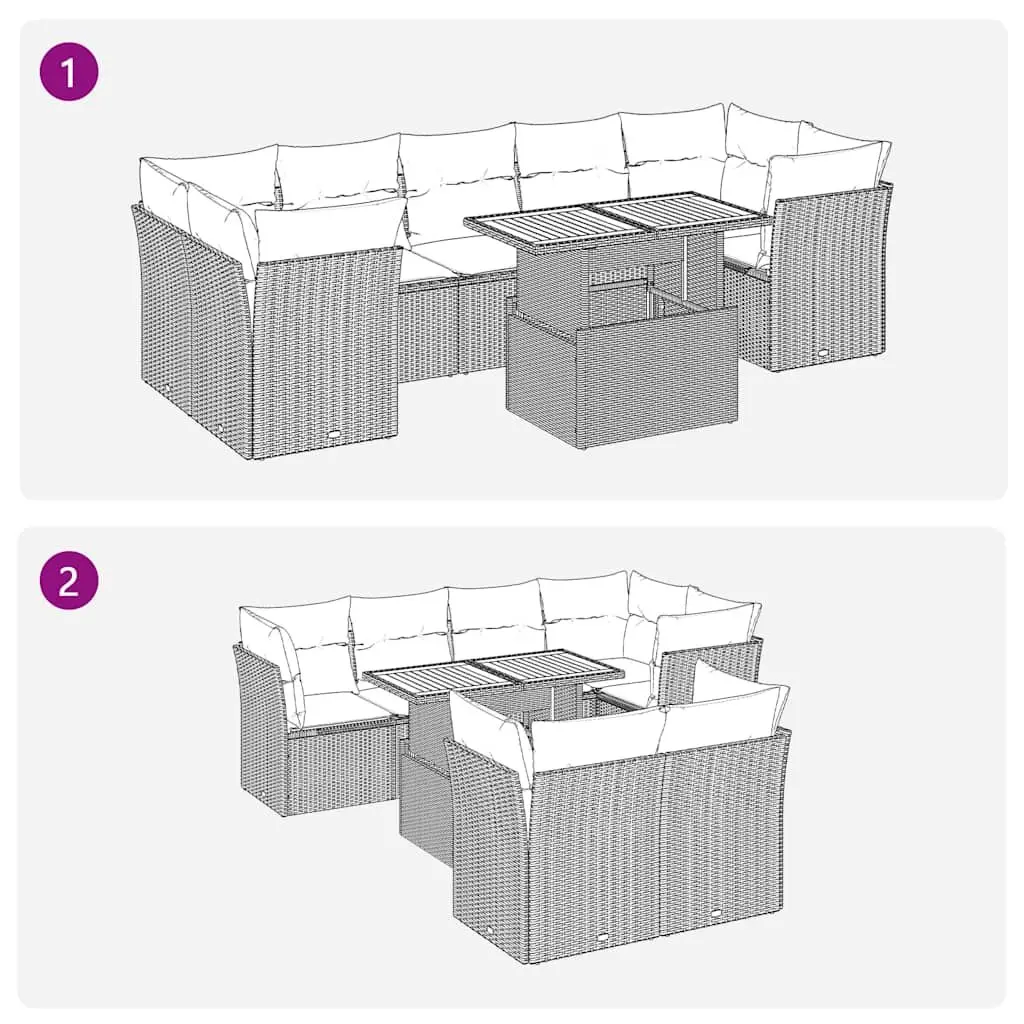 Garden Sofa Set 8 Piece Outdoor Furniture Patio Beige Poly Rattan Modular