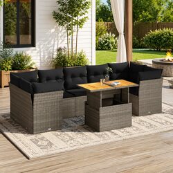 Comfort and Value: 8 Piece Grey Garden Sofa Set