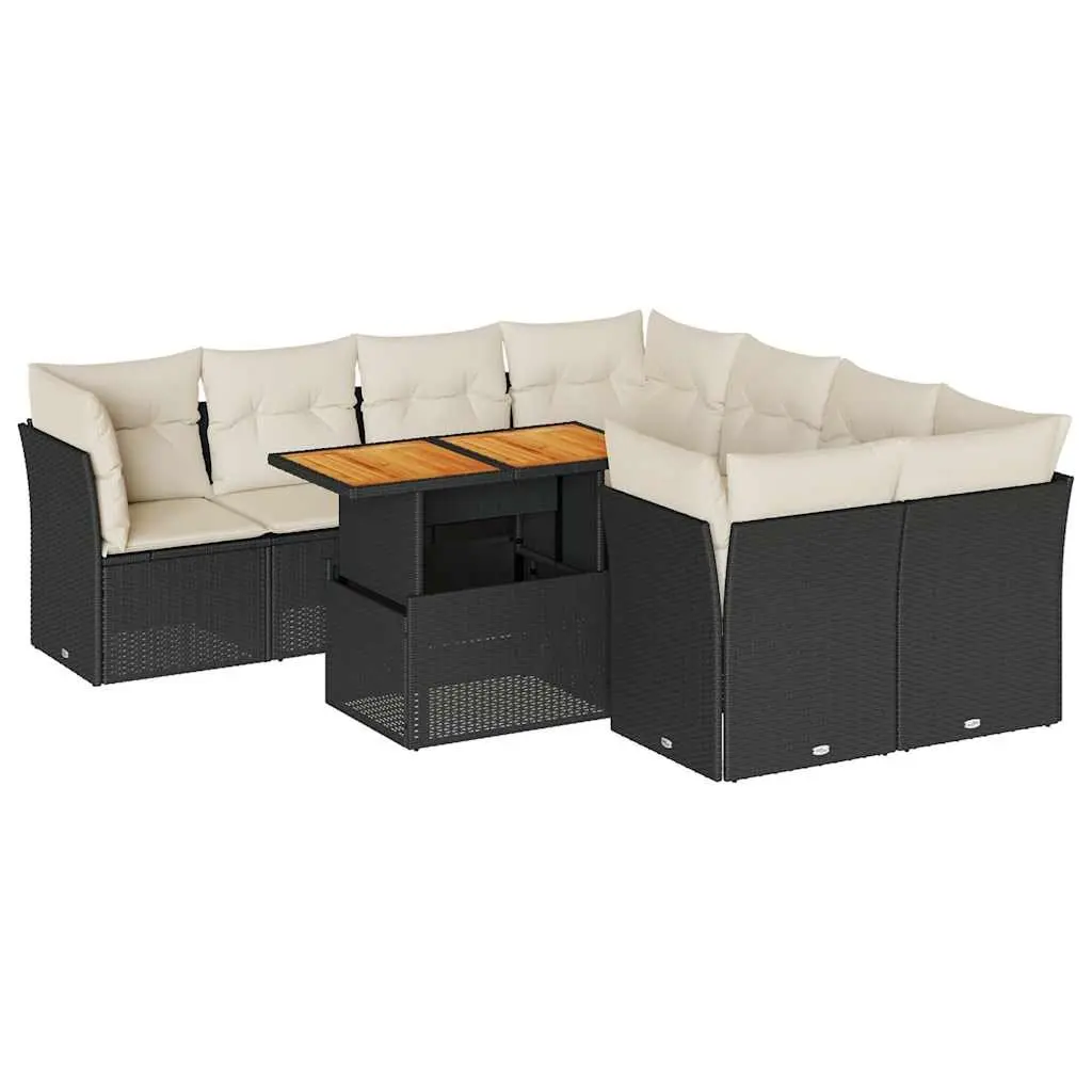 Garden Sofa Set 9 Piece Outdoor Furniture Patio Rattan Black