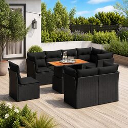 Comfortable 9-Piece Outdoor Sofa Set in Black Rattan