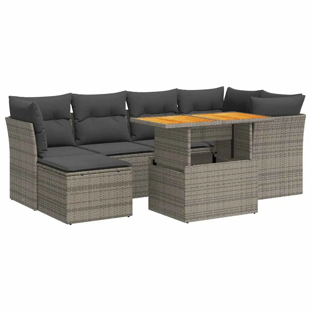 Garden Sofa Set 7 Piece Outdoor Furniture Grey Poly Rattan Patio Lounge Modular