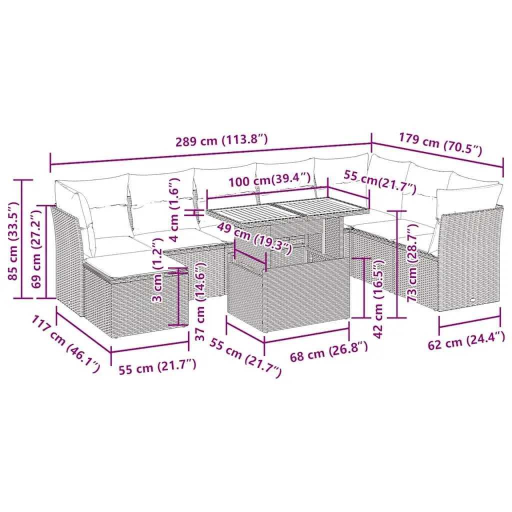 9 Piece Garden Sofa Set for Relaxation