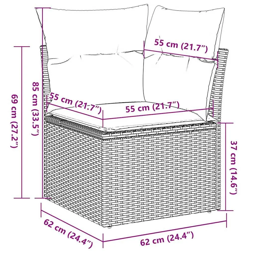 Garden Sofa Set 11 Piece Outdoor Furniture Patio Black Poly Rattan Modular with