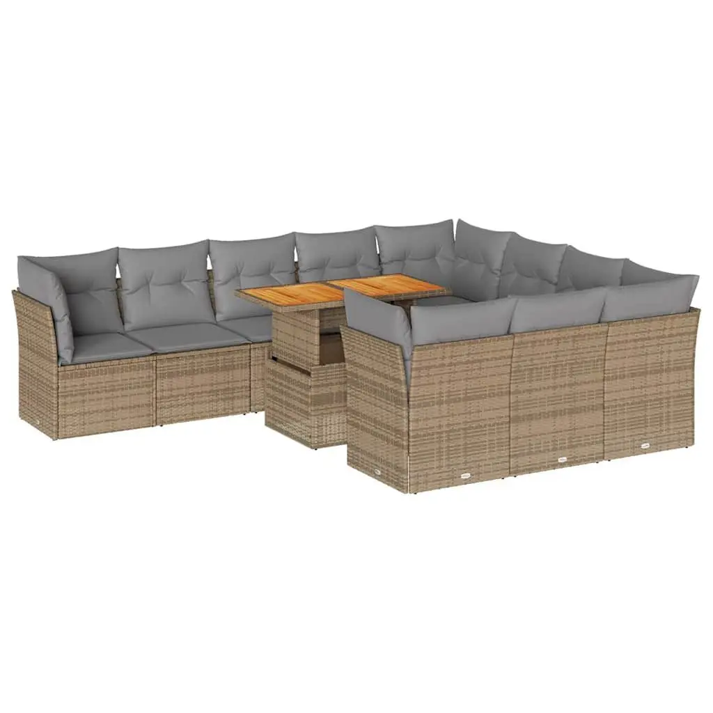 Garden Sofa Set 11 Piece Outdoor Furniture Patio Sectional Beige