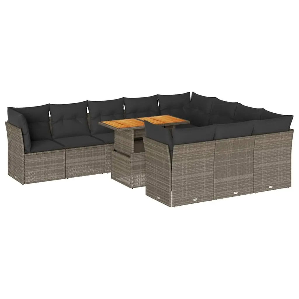 Garden Sofa Set 11 Piece Outdoor Furniture Grey Poly Rattan Modular Patio Lounge