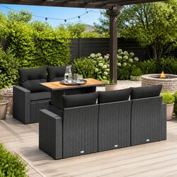 Black Garden Sofa Set - 6 Pieces of Outdoor Comfort