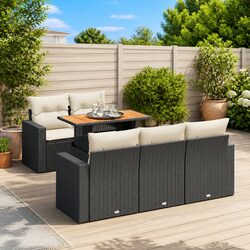 Cozy 6 Piece Black Patio Sofa Set with Storage