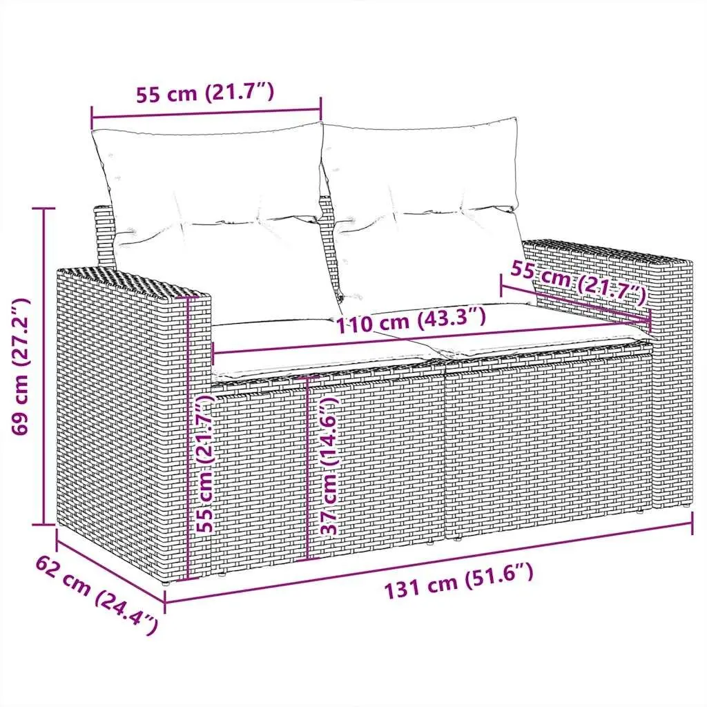 Garden Sofa Set 6 Piece Outdoor Furniture Grey Poly Rattan Patio Seating Modular