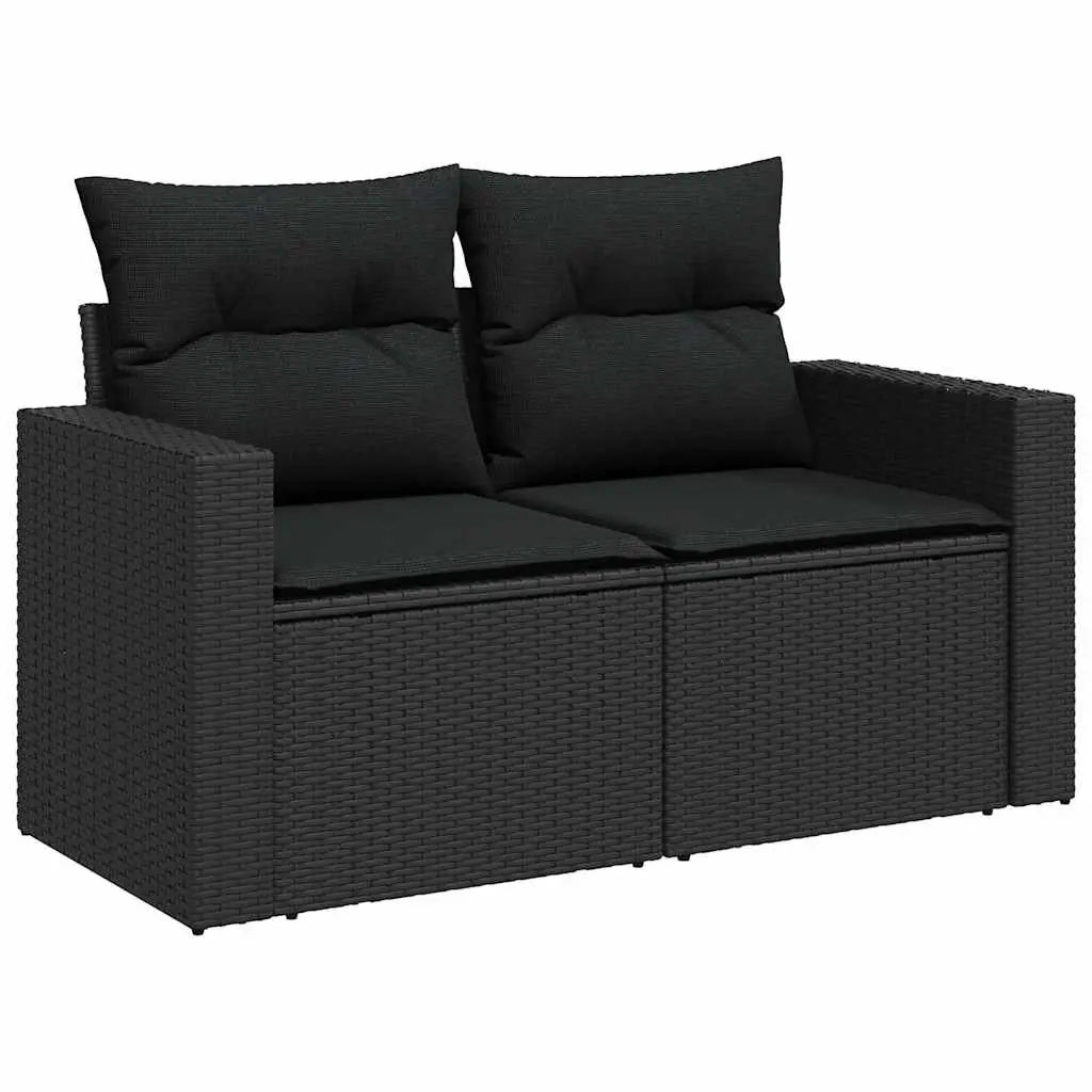 Garden Sofa Set 7 Piece Outdoor Furniture Black Poly Rattan Patio Lounge