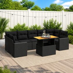 8-Piece Black Rattan Garden Sofa: Comfort and Practicality