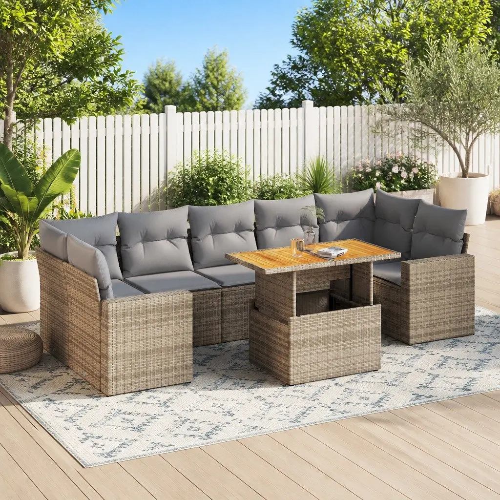 Beige 8 Piece Outdoor Sofa Set