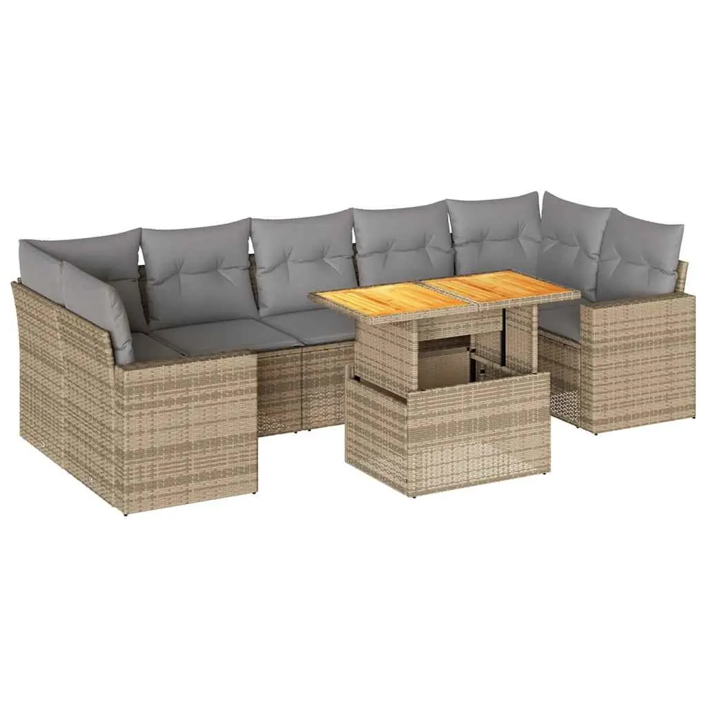 Beige 8 Piece Outdoor Sofa Set
