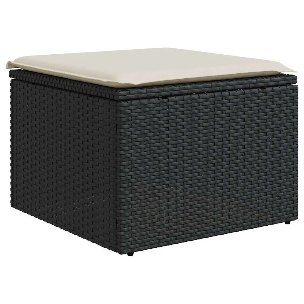 Garden Sofa Set Outdoor Furniture Modular 6 Piece Black Poly Rattan