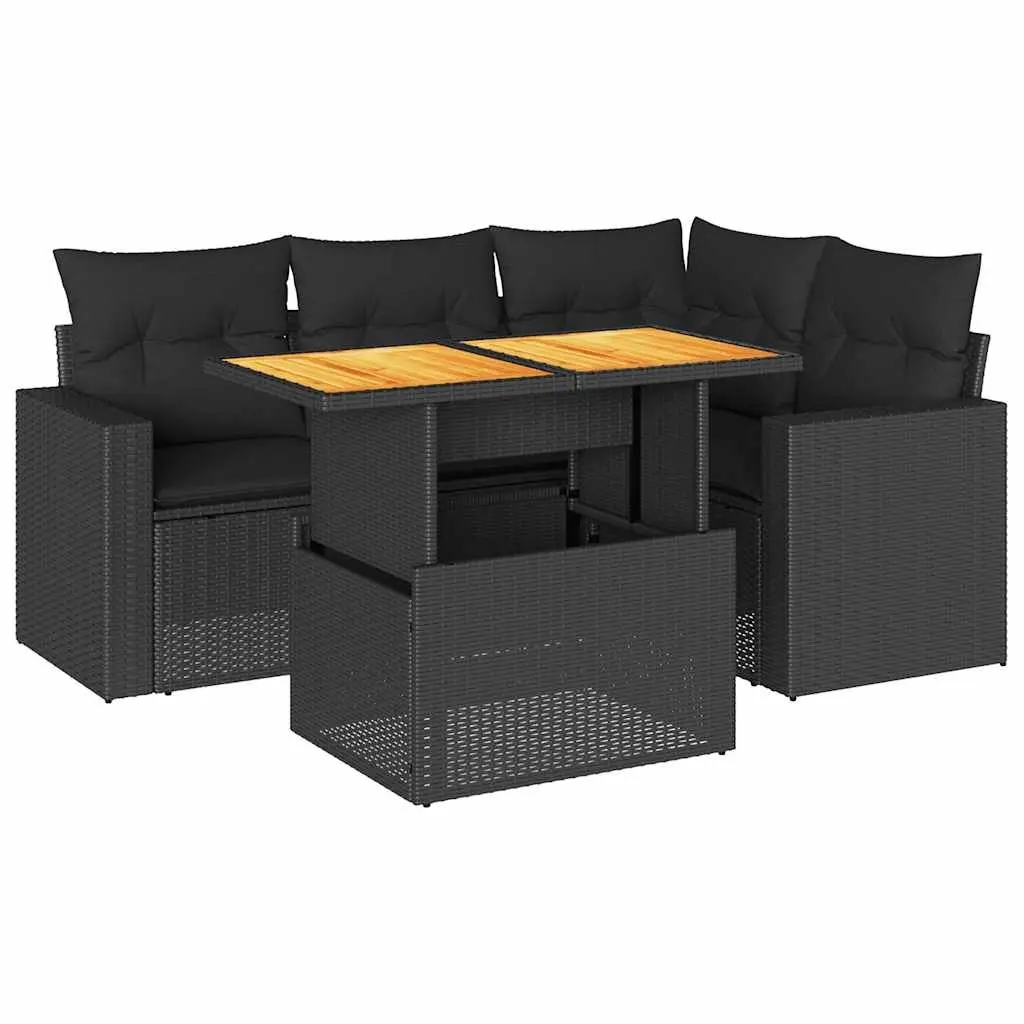 5 Piece Garden Sofa Set Black Outdoor Furniture Patio Seating