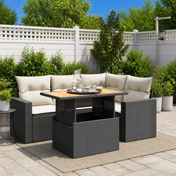 Comfortable 5-Piece Black Rattan Outdoor Sofa Set