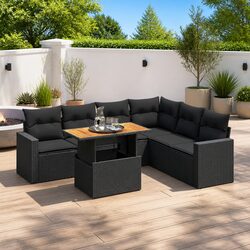Comfortable and Practical 7-Piece Black Sofa Set