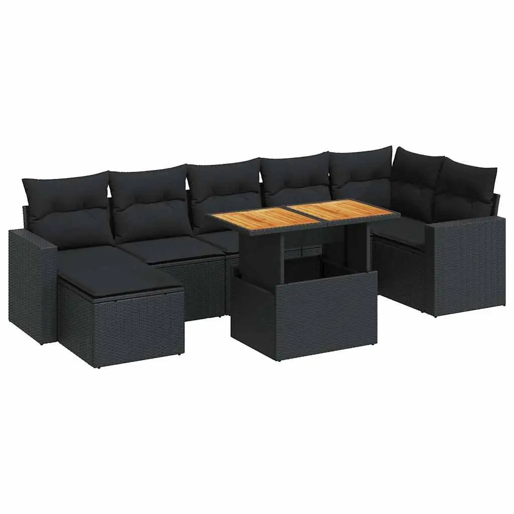 Garden Sofa Set 8 Piece Outdoor Furniture Modular Black Poly Rattan
