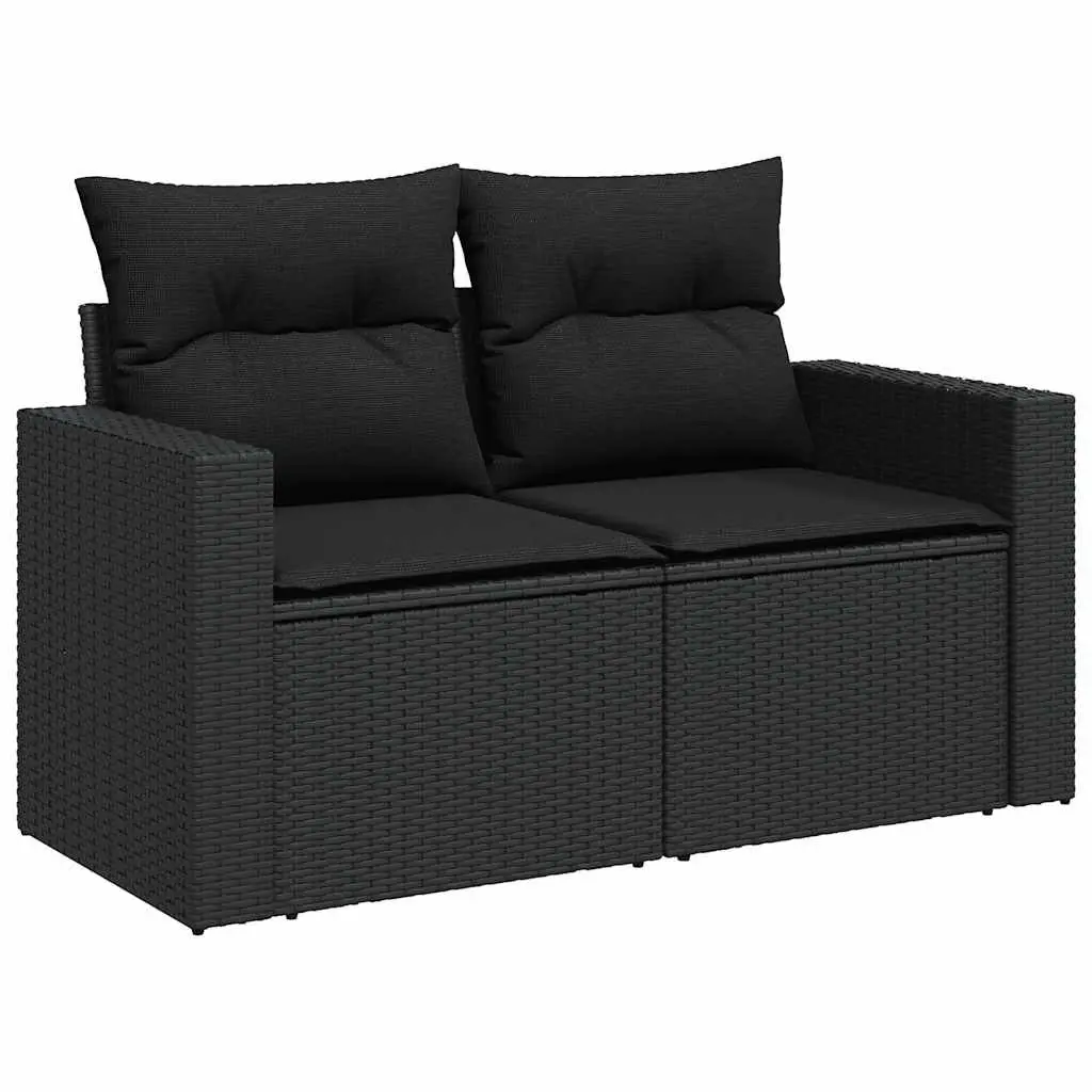 Garden Sofa Set 8 Piece Outdoor Furniture Modular Black Poly Rattan