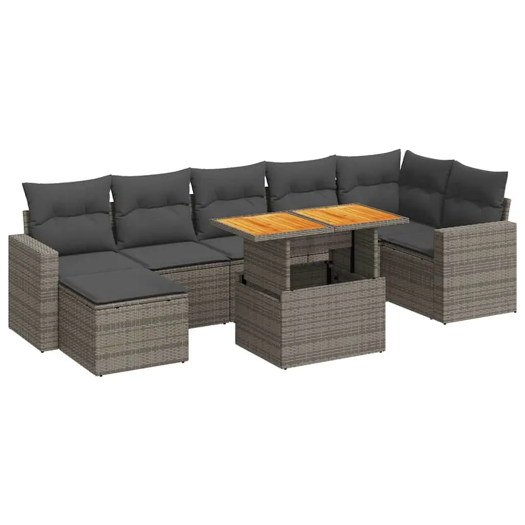 Garden Sofa Set 8 Piece Outdoor Furniture Modular Grey Patio Seating